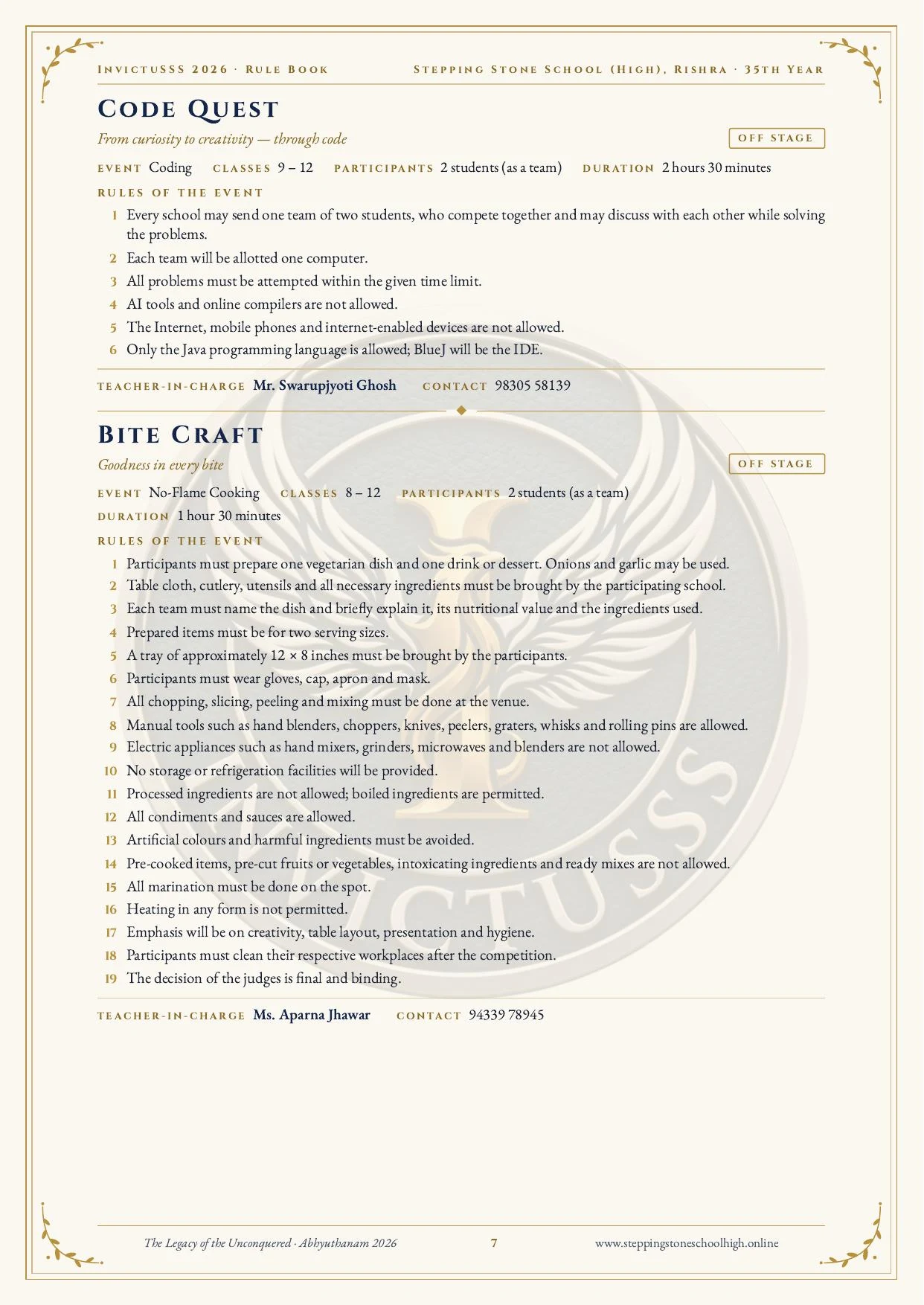 Official InvictuSSS 2026 rulebook — page 8 of 10