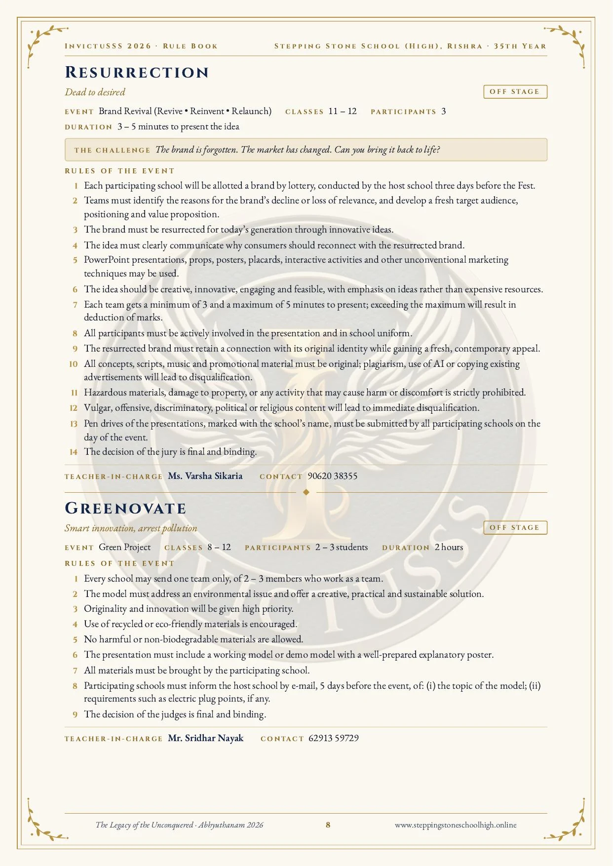 Official InvictuSSS 2026 rulebook — page 9 of 10